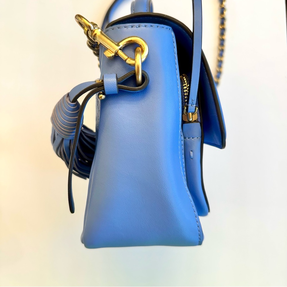 Tory Burch Fleming periwinkle small leather convertible crossbody bag lotus blue - Picture 6 of 16